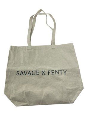 Savage X Fenty Tote Bag Large Cream Cotton Canvas w Black Letters
